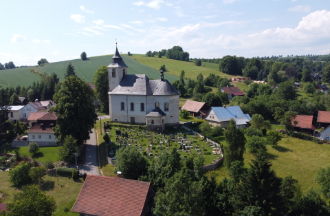 Kostel a vlevo fara